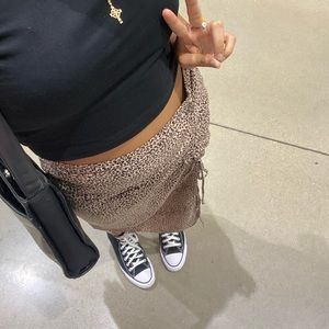 Cheetah Print Midi Skirt w Slit